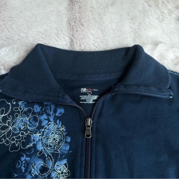 Vintage Y2K St John's Bay Active Blue Floral Zip Up Jacket - Picture 3 of 4